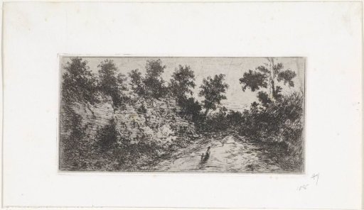Woman and child on a path between two small hills