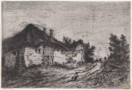 Thatched hut with two chimneys