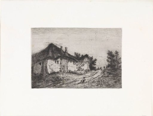 Thatched hut with two chimneys