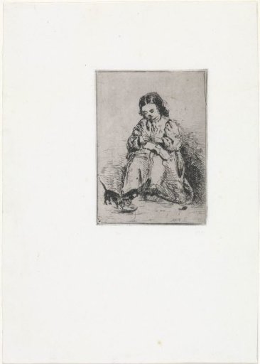 Seated girl with knitting