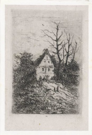 House surrounded by bare trees