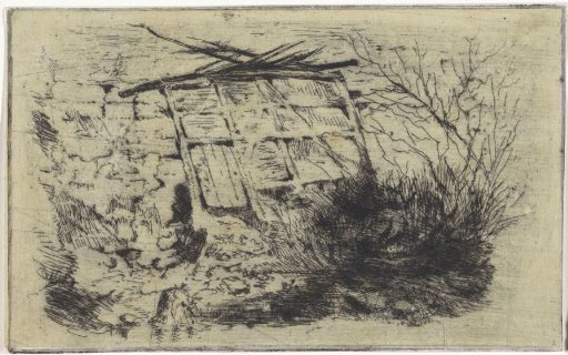 Bare trees near a wall
