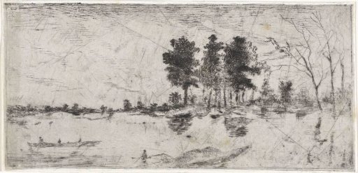 Landscape with two rowing boats