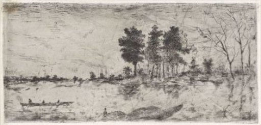 Landscape with two rowing boats