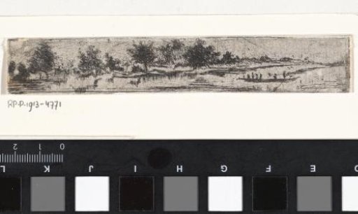 River landscape with a rowing boat