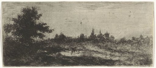 Landscape with church towers in the distance