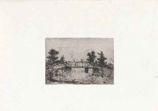 Landscape with fisherman on a bridge
