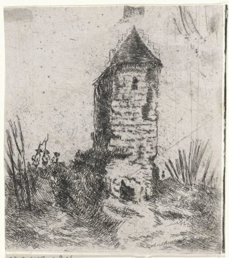 Three soldiers by a tower