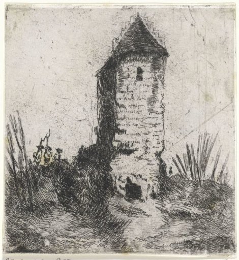 Three soldiers by a tower