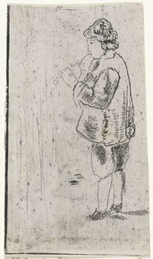 Boy playing the flute with a dog