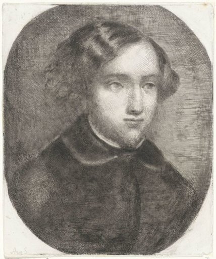 Bust portrait of a young man with a pointed beard
