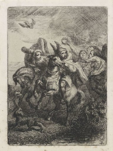 Macbeth and Banquo meet the three witches