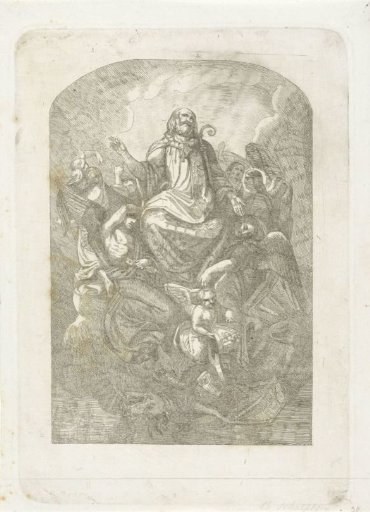 Saint Servatius of Maastricht carried to heaven by angels