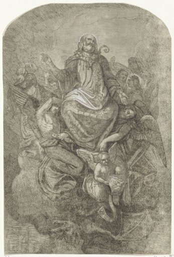 Saint Servatius of Maastricht carried to heaven by angels