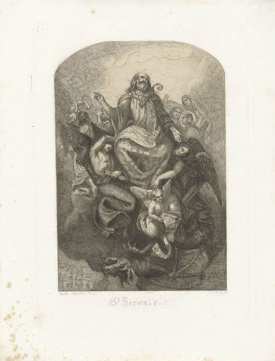 Saint Servatius of Maastricht carried to heaven by angels