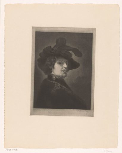 Tronie of a man with a feathered cap