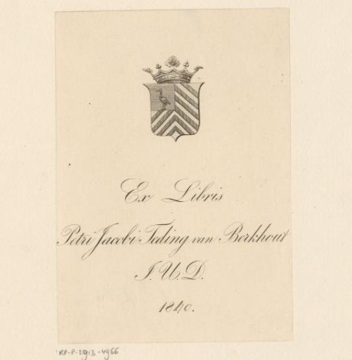 Ex Libris of Jonkheer Pieter Jacob van Berkhout