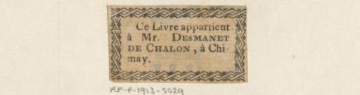 Ex libris of Desmanet de Chalon