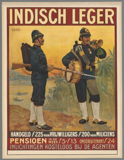 Recruitment poster for the Royal Netherlands East Indies Army, 1910