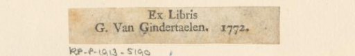 Ex libris of Guillaume Van Gindertaelen