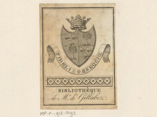 Ex libris, possibly of Pierre-Ernest-Charles-Louis de Gillaboz