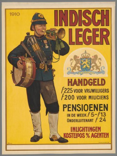 Recruitment poster for the Royal Netherlands East Indies Army, 1910