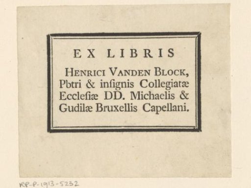 Ex libris of Henri Vanden Block