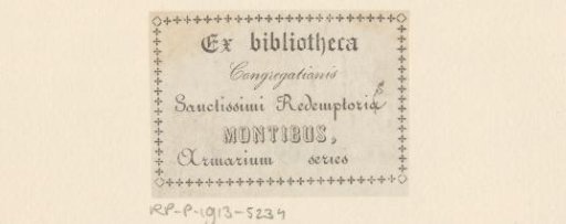 Ex libris of the Redemptorist Monastery, Mons