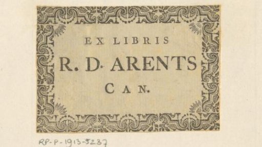 Ex libris of R.D. Arents