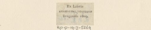 Ex libris of Augustinus Legillon of Bruges
