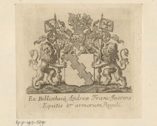 Ex libris of Andreae Franc Jaërens, Knight and Lord of the Arms