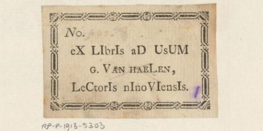 Ex libris of G. Van Haelen