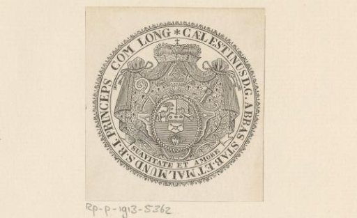 Ex libris of Caelestinus D.G. abbas stab. et Malmund S.R.I. principes com long