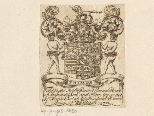 Ex libris of Charles Viscount Bruce of Ampthill (Son and Heir Apparent of Thomas Earl of Ailesbury) and Baron Bruce of Whorleton
