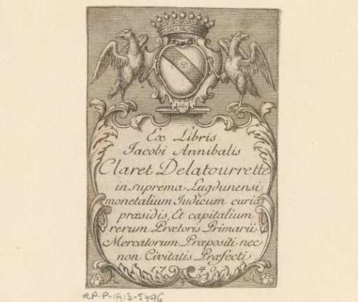 Ex libris of Jaques Annibal Claret de La Tourette