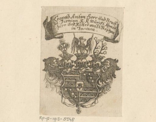 Ex libris of Leopold Anton Herr und Graff zu Firmian K.K. Würcki, Chamber Lord and Knight of St. Stephen in Tuscany