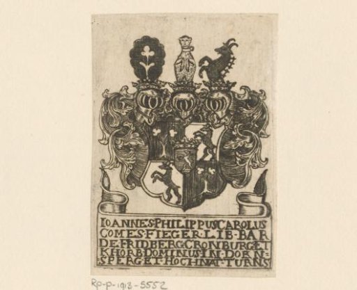 Ex libris of Ioannes Philippus Carolus Comes Fieger Lib. Bar. de Fridberg Cronburget