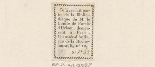Ex libris of Count De Fortia d'Urban