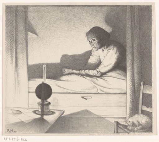 Japke Faber in a bed alcove