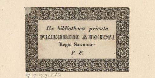 Ex libris from the private library of Frederick Augustus, King of Saxony