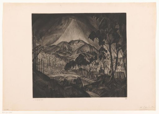 Hill landscape with industry