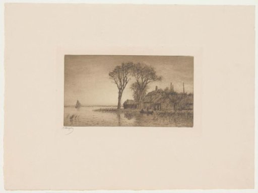 Landscape with farm in the bend of a river