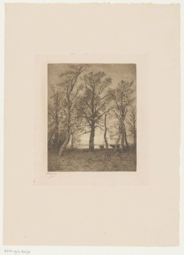 Landscape with Trees and Two Cows