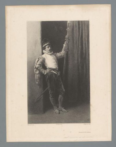 Standing Halberdier, Next to a Curtain