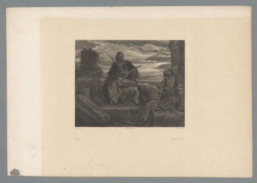 Two Seated Albanian Men, the Left One Making Music