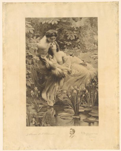 Reproduction of a print after a painting of Narcissus and Echo