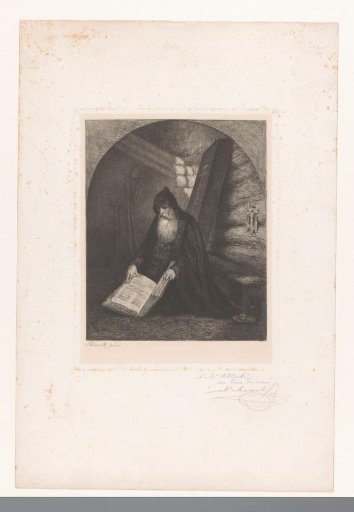 Orthodox Monk or Hermit Kneeling with an Open Book