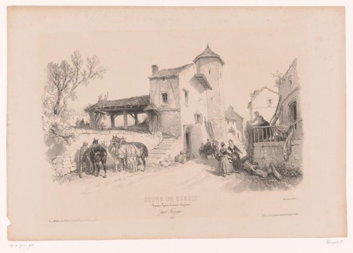 Village street with horses and various figures