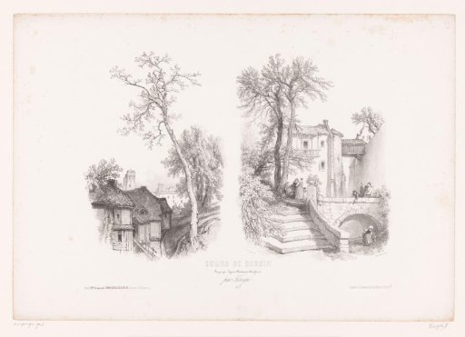 Two views of a part of a village