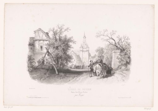 View of a village with various figures